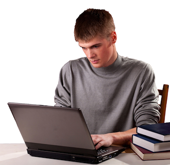 A teenager participates in a Doorway to College webinar.